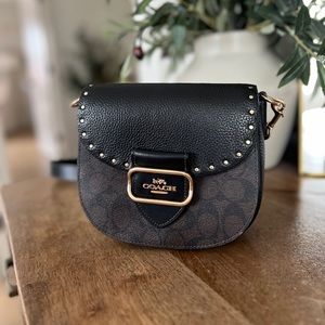 Coach Morgan Saddle Bag In Colorblock Signature Canvas With Rivets